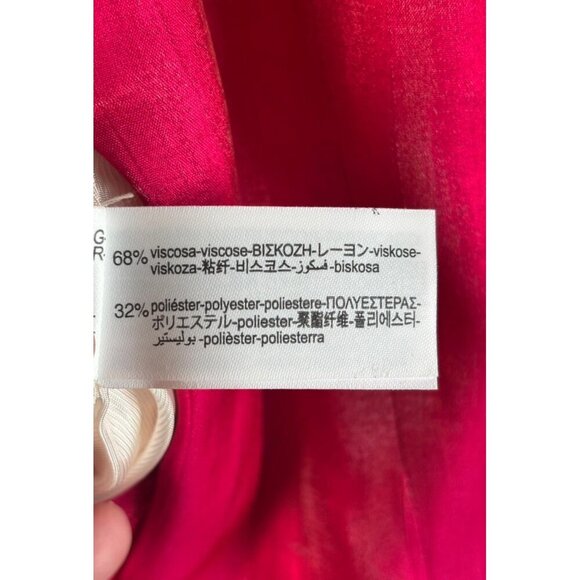 ZARA Womens Blazer Hot Pink Fuchsia Satin Belted Tie Double Breasted Size L - Picture 9 of 11